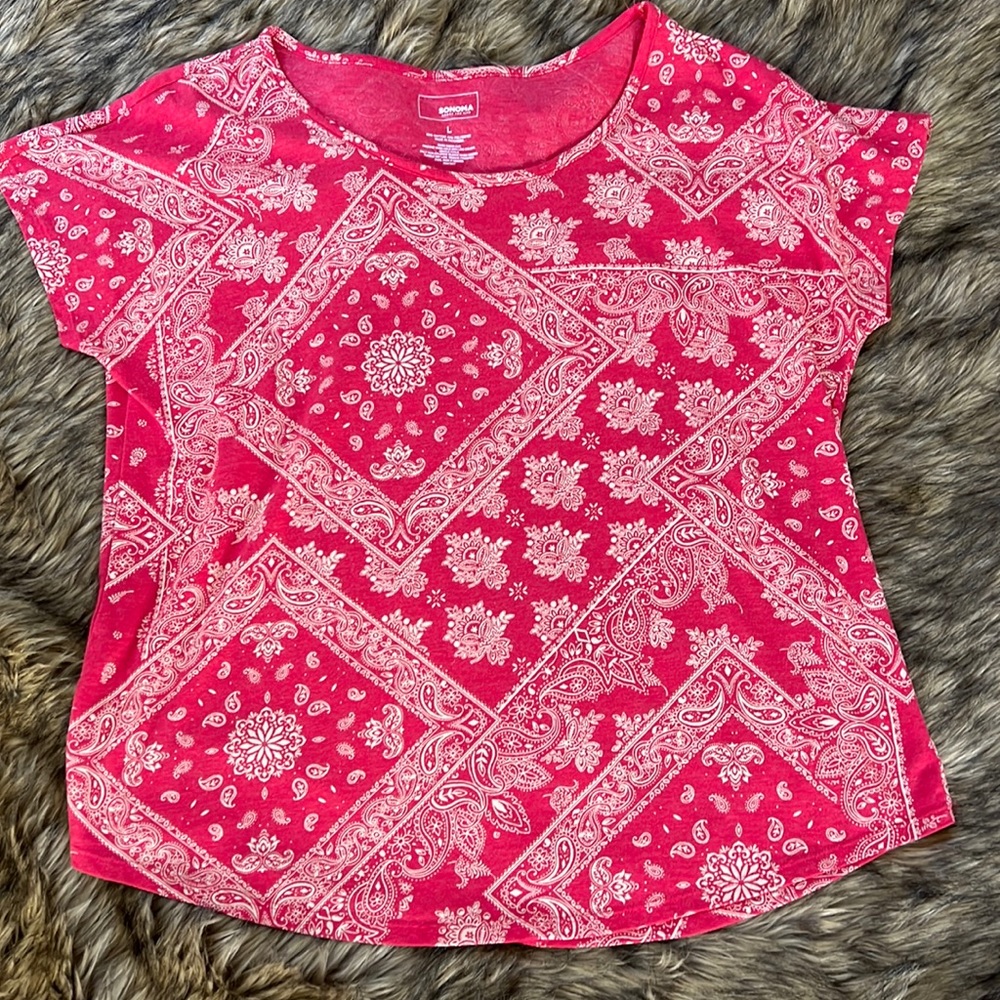 Sonoma red bandanna top size L